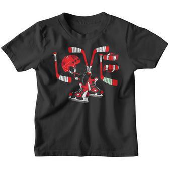 Ice Hockey Heart Valentines Day Love Gifts Boys Girls Goalie Youth T-shirt - Thegiftio UK
