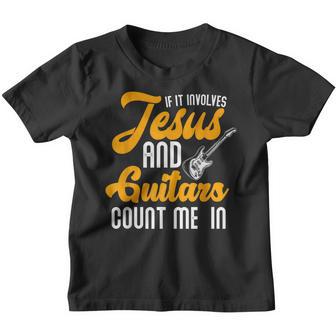 If It Involves Jesus And Guitars Christian Guitar Player Youth T-shirt - Thegiftio UK