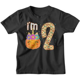 I’M 2 Years Old Unicorn Pumpkin Halloween 2Nd Birthday Youth T-shirt - Thegiftio UK