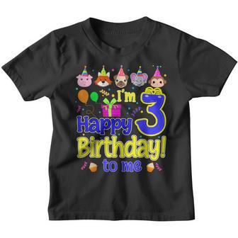 Im 3 Happy Birthday To Me Animal Cup Cake Birthday Party Youth T-shirt - Thegiftio UK