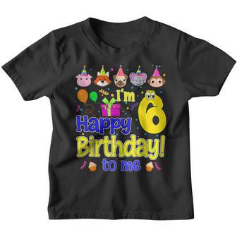 Im 6 Happy Birthday To Me Animal Cup Cake Birthday Party Youth T-shirt - Thegiftio UK