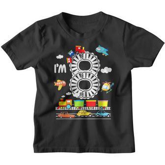 Im 8 8Th Birthday Locomotive 8 Years Old Train Kids Youth T-shirt - Thegiftio UK
