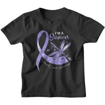 Im A Survivor Stomach Cancer Dragonfly Periwinkle Ribbon Youth T-shirt - Thegiftio UK