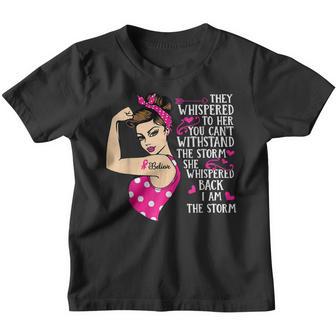 Im The Storm Strong Women Breast Cancer Warrior Pink Ribbon Youth T-shirt - Thegiftio UK