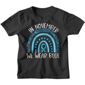 In November We Wear Blue Diabetes Awareness Rainbow Ribbon Youth T-shirt - Thegiftio UK
