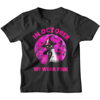 In October We Wear Pink Breast Cancer Awareness Cat Lover Youth T-shirt - Thegiftio UK