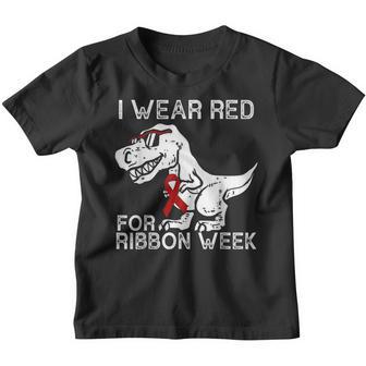 In October We Wear Red Ribbon Squad Week Awareness Kids Boy Youth T-shirt - Thegiftio UK