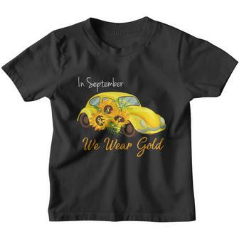In September We Wear Gold Sunflower Vintage Car Youth T-shirt - Monsterry