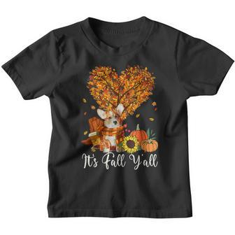 Its Fall Yall Corgi Dog Lovers Thanksgiving Halloween Youth T-shirt - Thegiftio UK