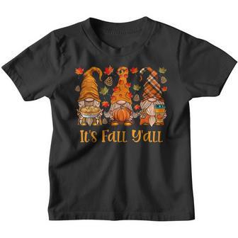 Its Fall Yall Gnome Pumpkin Autumn Gnomes Thanksgiving Youth T-shirt - Thegiftio UK