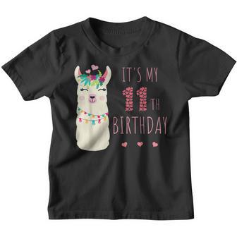 Its My 11Th Birthday 11 Year Old Girl Birthday Cute Llama Youth T-shirt - Thegiftio UK