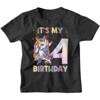 Its My 4Th Birthday Unicorn 4 Year Old Girls Outfit Youth T-shirt - Thegiftio UK