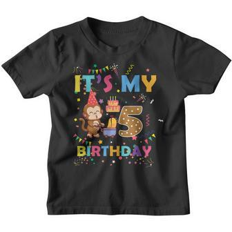 Its My 5Th Birthday Monkey 5 Year Old Boys Girls Kids Youth T-shirt | Mazezy