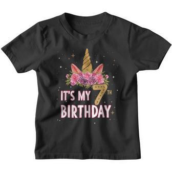 Its My 7 Birthday Unicorn Outfits For Toddler Girls V3 Youth T-shirt - Thegiftio UK