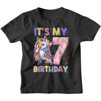 Its My 7 Birthday Unicorn Outfits For Toddler Girls V4 Youth T-shirt - Thegiftio UK