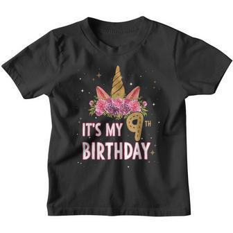 Its My 9 Birthday Unicorn Outfits For Toddler Girls V2 Youth T-shirt - Thegiftio UK