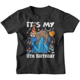 Its My Birthday Cute Sloth Party 11Th Birthday Youth T-shirt - Thegiftio UK
