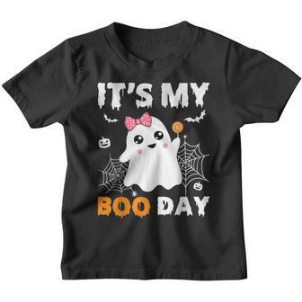 Its My Boo Day Halloween Birthday Ghost Pink Bow Girls V2 Youth T-shirt - Thegiftio UK