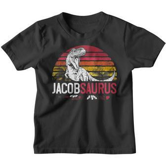 Jacob Saurus Funny Personalized Dinosaur T Rex Name Gift Boy Youth T-shirt - Thegiftio UK
