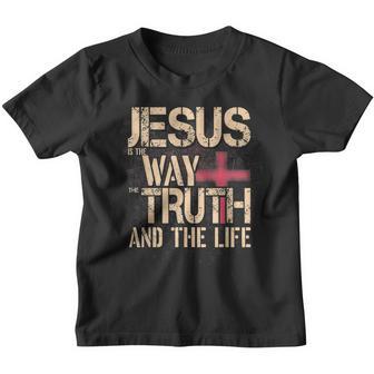 Jesus Is The Way The Truth And The Life Christian Cross Cool Youth T-shirt - Thegiftio UK