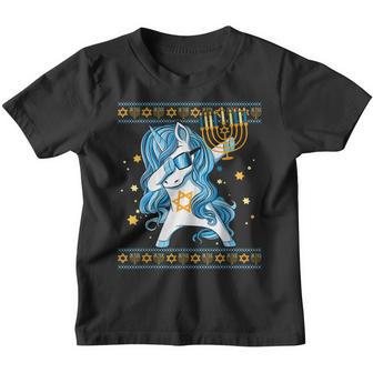 Jewnicorn Funny Dabbing Unicorn Hanukkah Channukah Kids Girl Youth T-shirt - Thegiftio UK