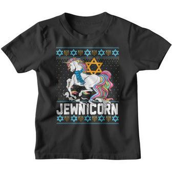 Jewnicorn Unicorn Ugly Hanukkah Chanukah Funny Jewish Kids Youth T-shirt - Thegiftio UK
