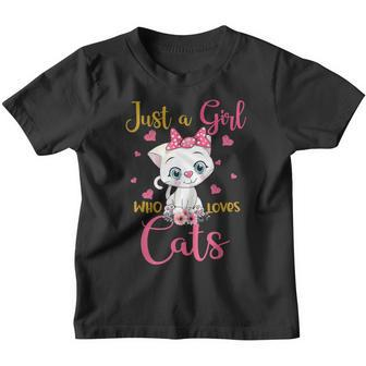 Just A Girl Who Loves Cats Cute Cat Lover Boys Girls Youth T-shirt | Mazezy
