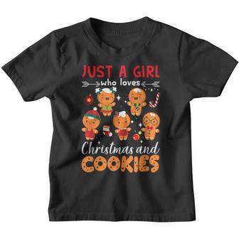 Just A Girl Who Loves Christmas And Cookies Funny Youth T-shirt - Thegiftio UK