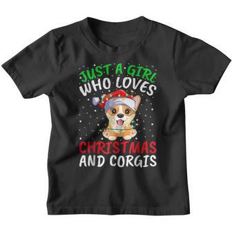 Just A Girl Who Loves Christmas And Corgis Dog Xmas Youth T-shirt - Thegiftio UK