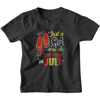 Just A Girl Who Loves Christmas In July Summer Gift Youth T-shirt - Thegiftio UK