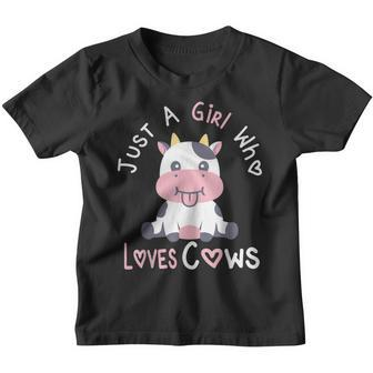 Just A Girl Who Loves Cows - Cute Cow With Hearts Girls Youth T-shirt - Thegiftio UK