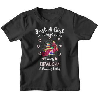 Just A Girl Who Loves Dragons And Reading Books Youth T-shirt - Seseable