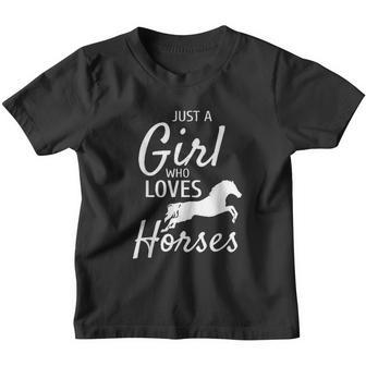Just A Girl Who Loves Horses Riding Gifts Girls Horse Youth T-shirt - Thegiftio UK