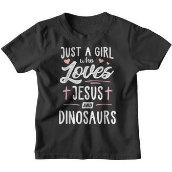 Just A Girl Who Loves Jesus And Dinosaurs Gift Women Youth T-shirt - Thegiftio UK