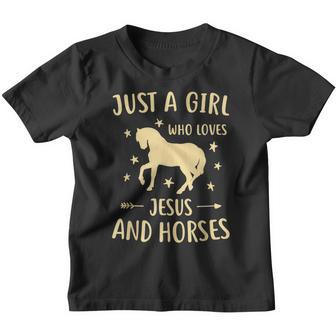 Just A Girl Who Loves Jesus And Horses Youth T-shirt - Thegiftio UK