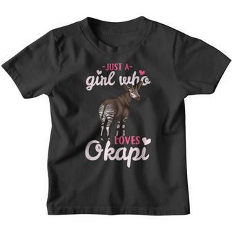 Just A Girl Who Loves Okapi I Zebra Forest Giraffe Youth T-shirt - Thegiftio UK