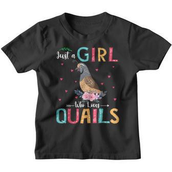 Just A Girl Who Loves Quails Funny Floral Flower Quail Bird Youth T-shirt - Thegiftio UK