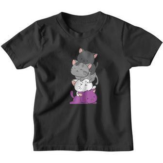 Kawaii Cat Pile Anime Asexual Pride Flag Kittens V2 Youth T-shirt - Thegiftio UK