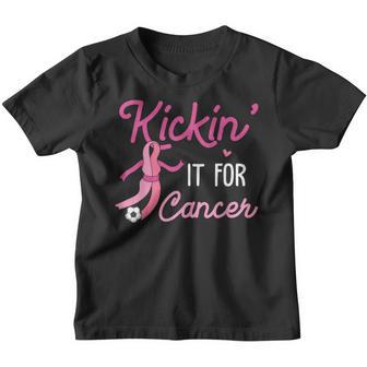Kickin It For Cancer Soccer Pink Ribbon Breast Cancer Women Youth T-shirt - Thegiftio UK