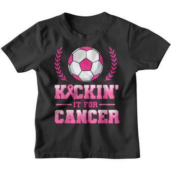 Kickin It For Cancer Soccer Pink Ribbon Breast Cancer Women Youth T-shirt - Thegiftio UK