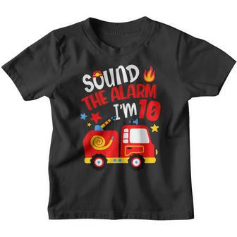 Kids 10 Year Old Firefighter Birthday Party Fire Truck 10Th Youth T-shirt - Thegiftio UK