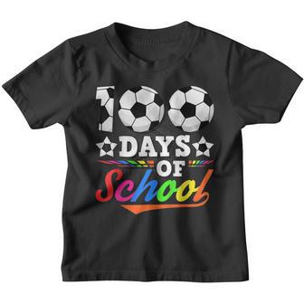 Kids 100 Days Of School Soccer Playing First Grader Youth T-shirt - Thegiftio UK