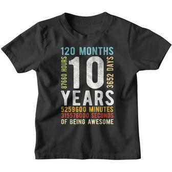 Kids 10Th Birthday 10 Years Old Vintage Retro 120 Months V2 Youth T-shirt | Mazezy