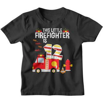 Kids 12 Year Old Firefighter Birthday Party Fire Truck 12Th V2 Youth T-shirt - Thegiftio UK