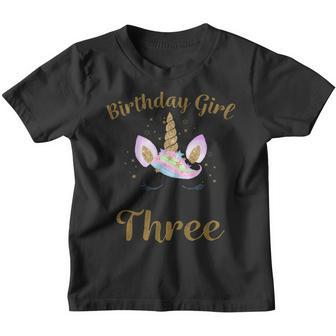 Kids 3Rd Birthday Girl Shirt Unicorn Third Birthday Girl Outfit Youth T-shirt | Mazezy