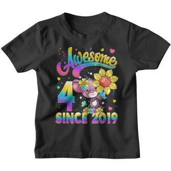Kids 4 Year Old Since 2019 Cute Mouse 4Th Birthday Girls Youth T-shirt - Thegiftio UK