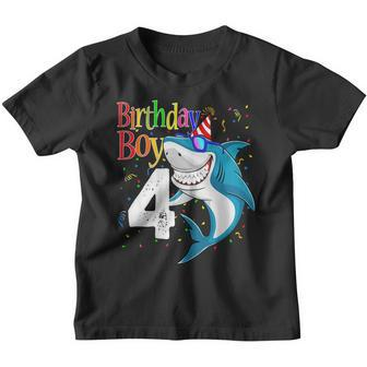 Kids 4Th Birthday Boy Shark Shirts 4 Jaw-Some Four Tees Boys Youth T-shirt | Mazezy