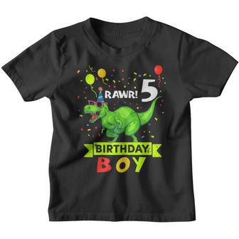 Kids 5 Year Old Shirt 5Th Birthday Boy T Rex Dinosaur Shirts Youth T-shirt | Mazezy