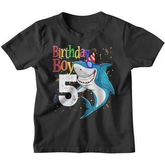 Kids 5Th Birthday Boy Shark Shirts Jaw-Some Five Shirt Boys Youth T-shirt | Mazezy