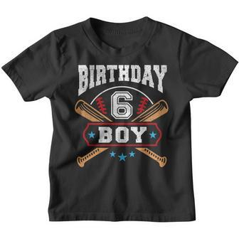 Kids 6 Years Old Boy 6Th Birthday Baseball Gift Youth T-shirt | Mazezy